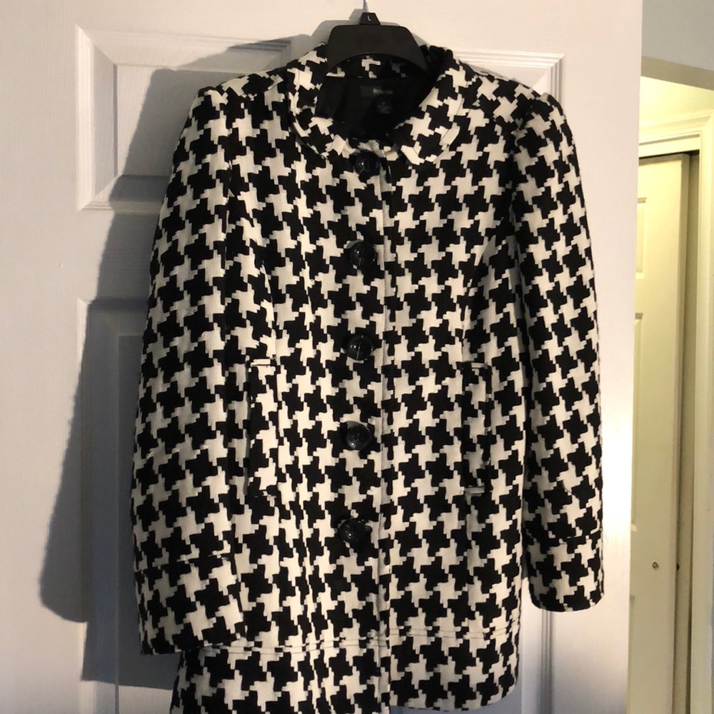 Style & Co. Houndstooth Buttoned Coat